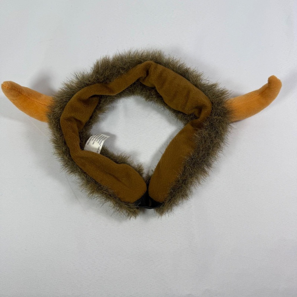 Platte River Trading Bison Buffalo Horns Faux Fur Headband with Chin Strap Brown - Picture 4 of 4